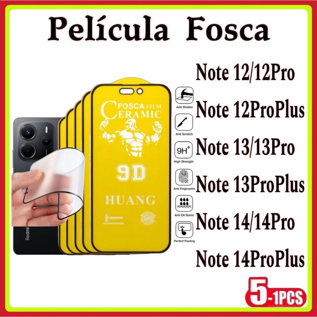 Película Fosca Cerâmica Flexível 9D Hidrogel Xiaomi NOTE 12 12PRO NOTE 13 13PRO