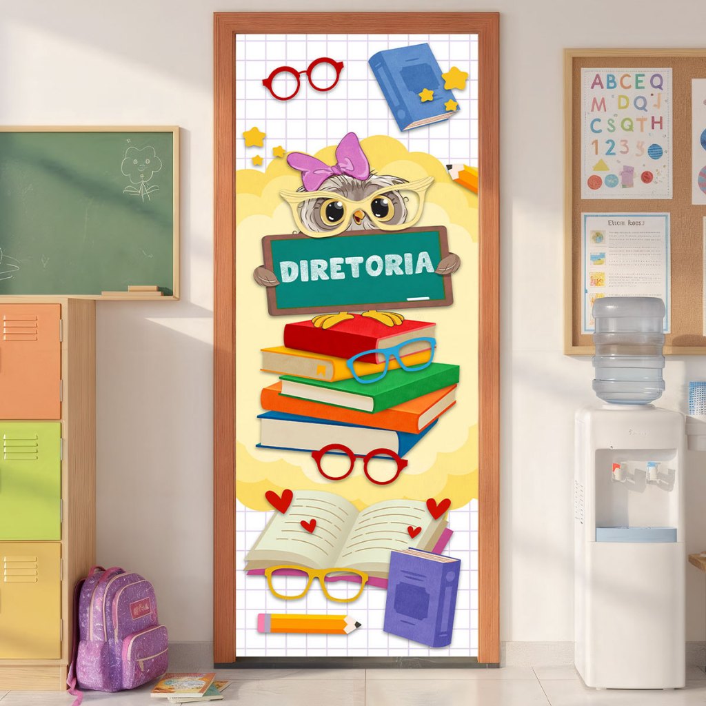 Capa Decorativa De Porta Escolar Sala Da Diretoria Tecido Com Elástico Sublimado 0,85x2,10m em Oferta na Shopee
