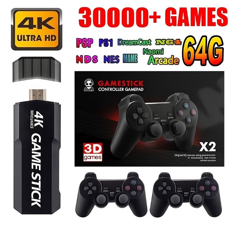 Game Stick GD10 64GB Console 30000 Jogos Controlador Duplo Portátil 40 Simuadores Para TV Consoles Retro Video 4k