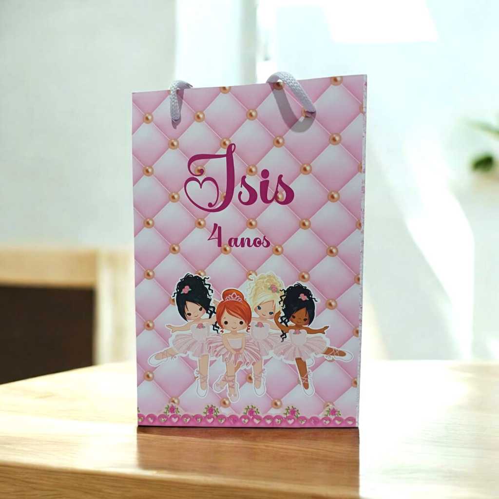 Sacolinha Personalizada com nome e idade 13x20 BAILARINA LEMBRANCINHA DE ANIVERSARIO