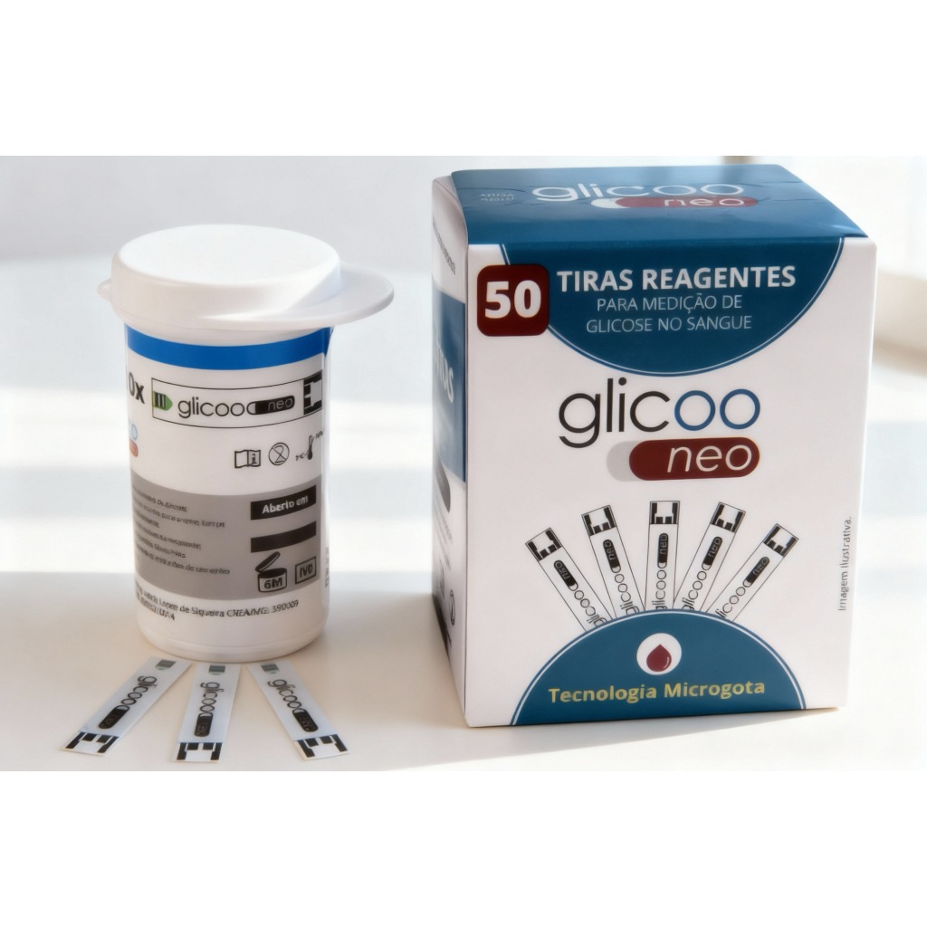 Tiras Reagentes para Medição de Glicose Glicoo Neo Cor Branco 50 unidades em Oferta na Shopee