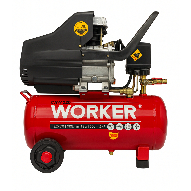 Compressor de Ar Worker 1.5HP 20L 8Bar – 127V ou 220V | Portátil e Potente