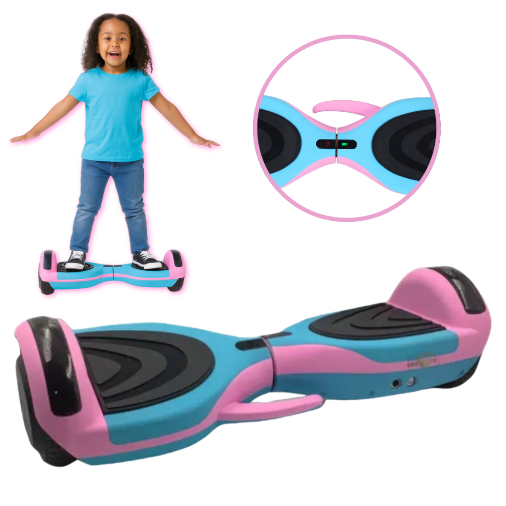 Skate Elétrico Hoverboard Azul e Rosa 12Km/h 6.5 Baka Sport Bluetooth Música Crianças Presente