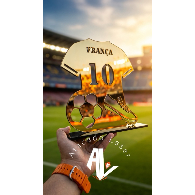Troféu Personalizado em Acrílico - Camisa de Futebol Presente novo