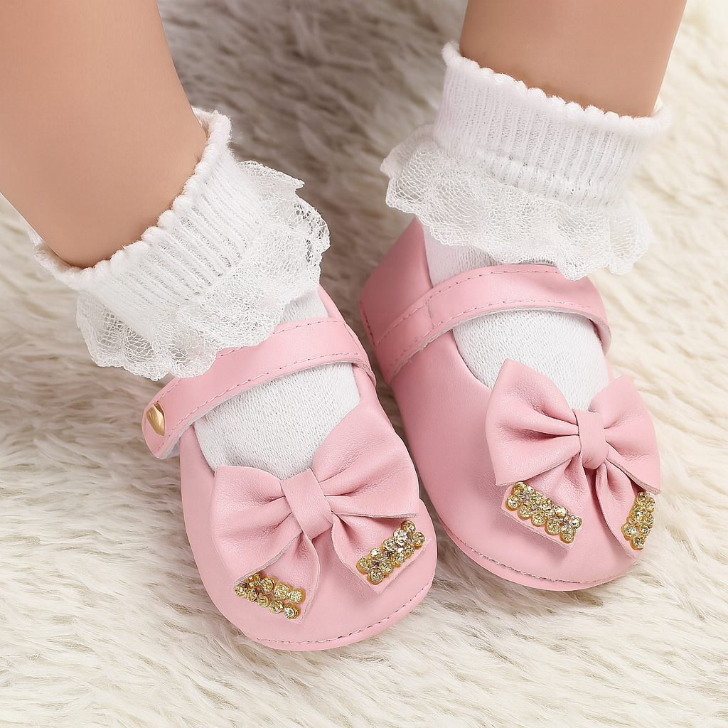 Sapatinho de bebê menina rosa sapatilha recém nascido - Sapato Bebê Feminina Super Macio Confortavél