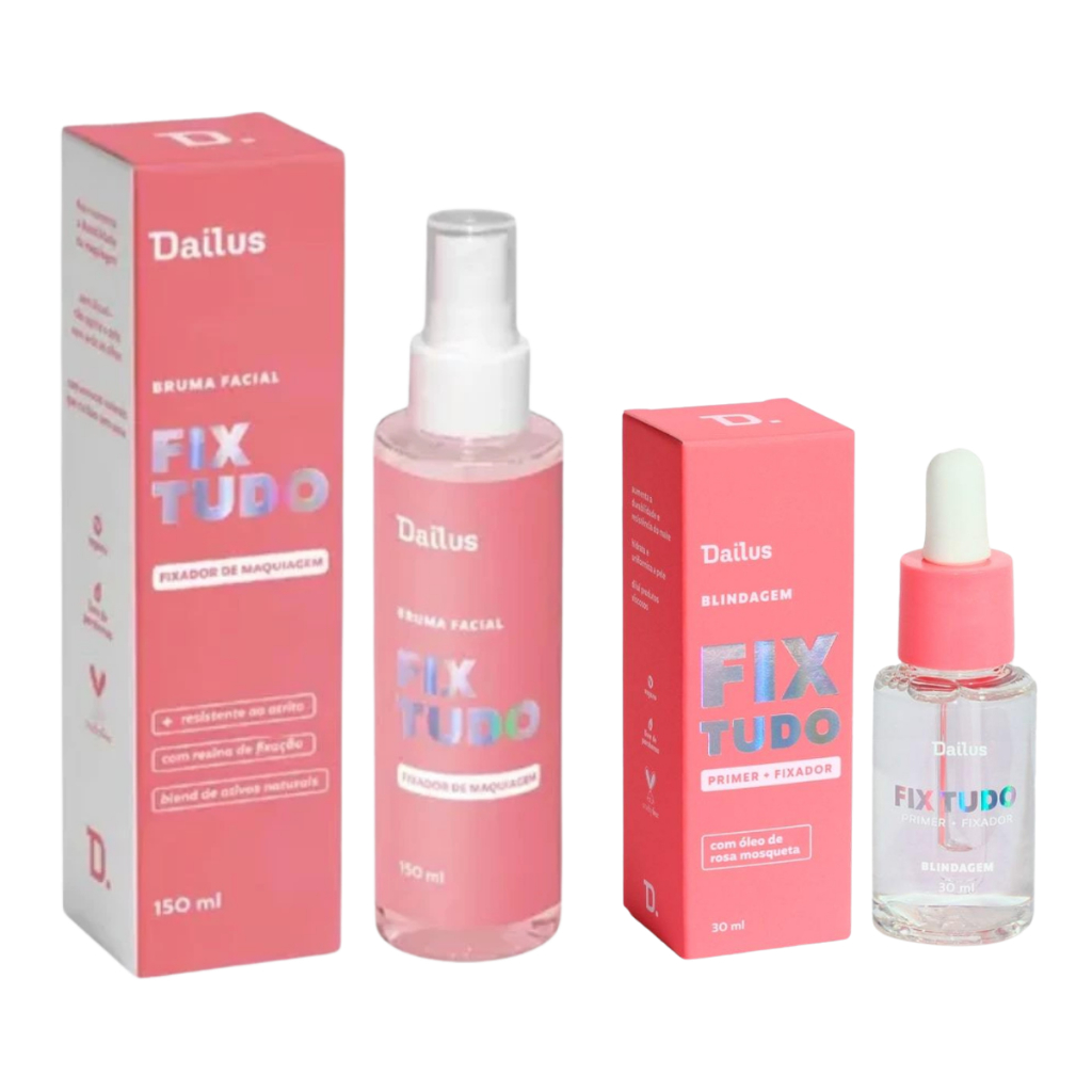 kit Fix Tudo Dailus - Bruma Facial 150ml + Blindagem Primer 30ml Maquiagem em Oferta na Shopee