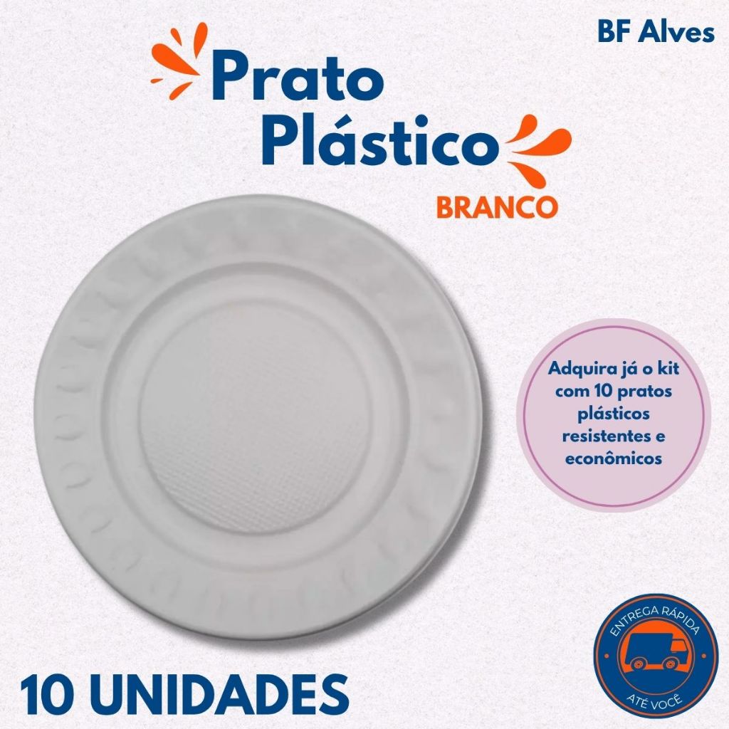 Prato Plástico Sobremesa C/10