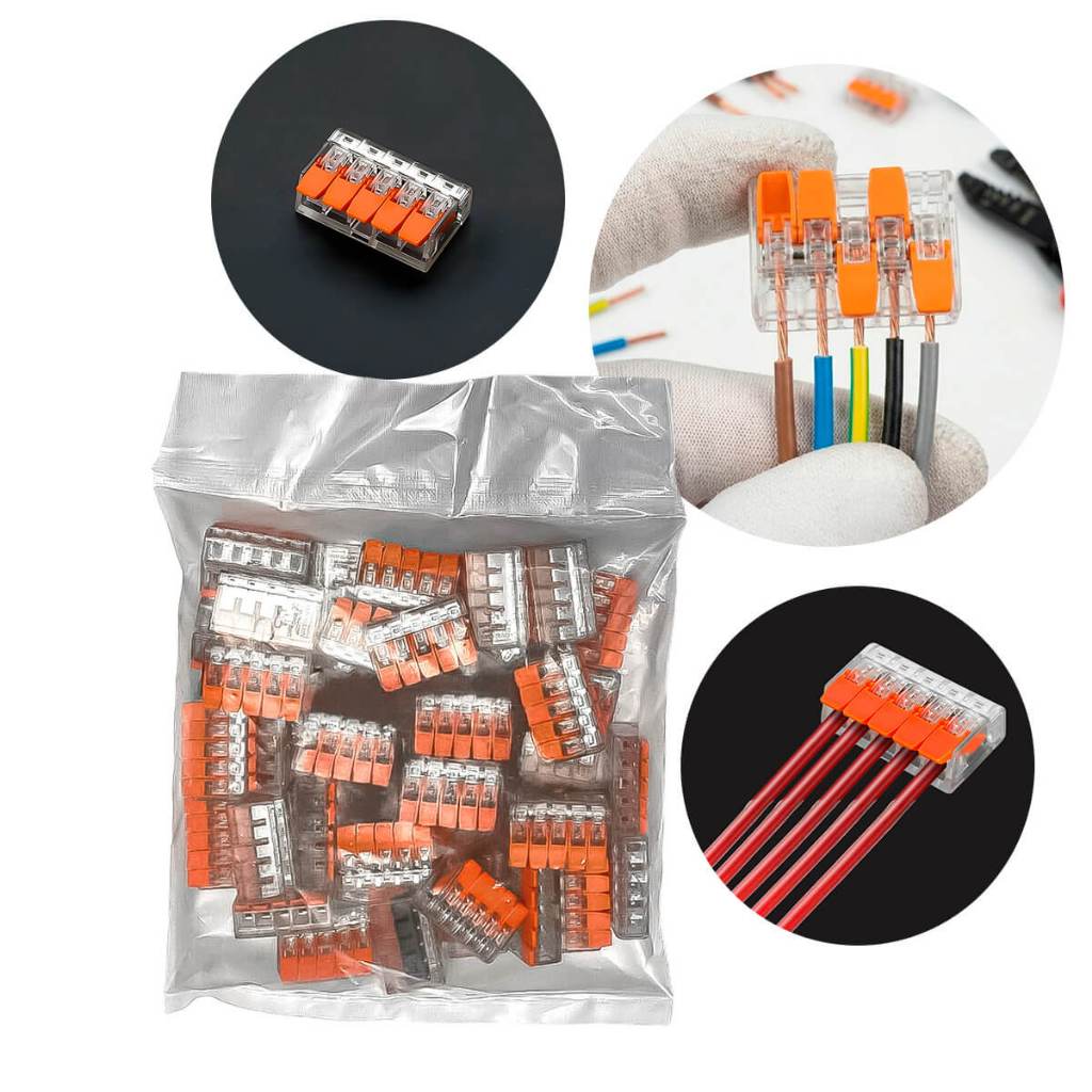 Conector Emenda de Fios Elétrico 5 4 3 2 Vias Flat Baixa Tensão 100un Rígidas Flexíveis O Melhor Top