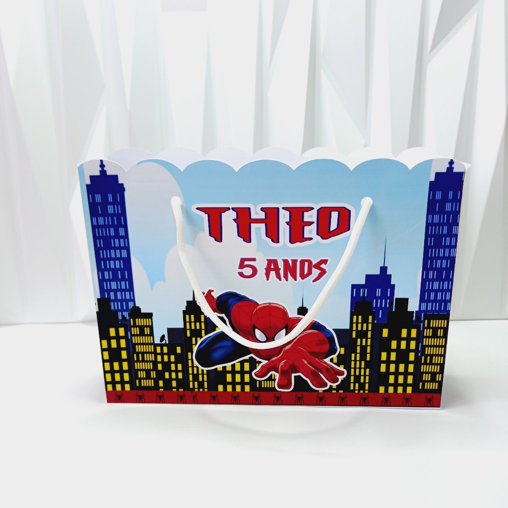 Sacolinha Homem Aranha Personalizada G | Lembrancinha Homem Aranha | Festa Infantil Homem Aranha