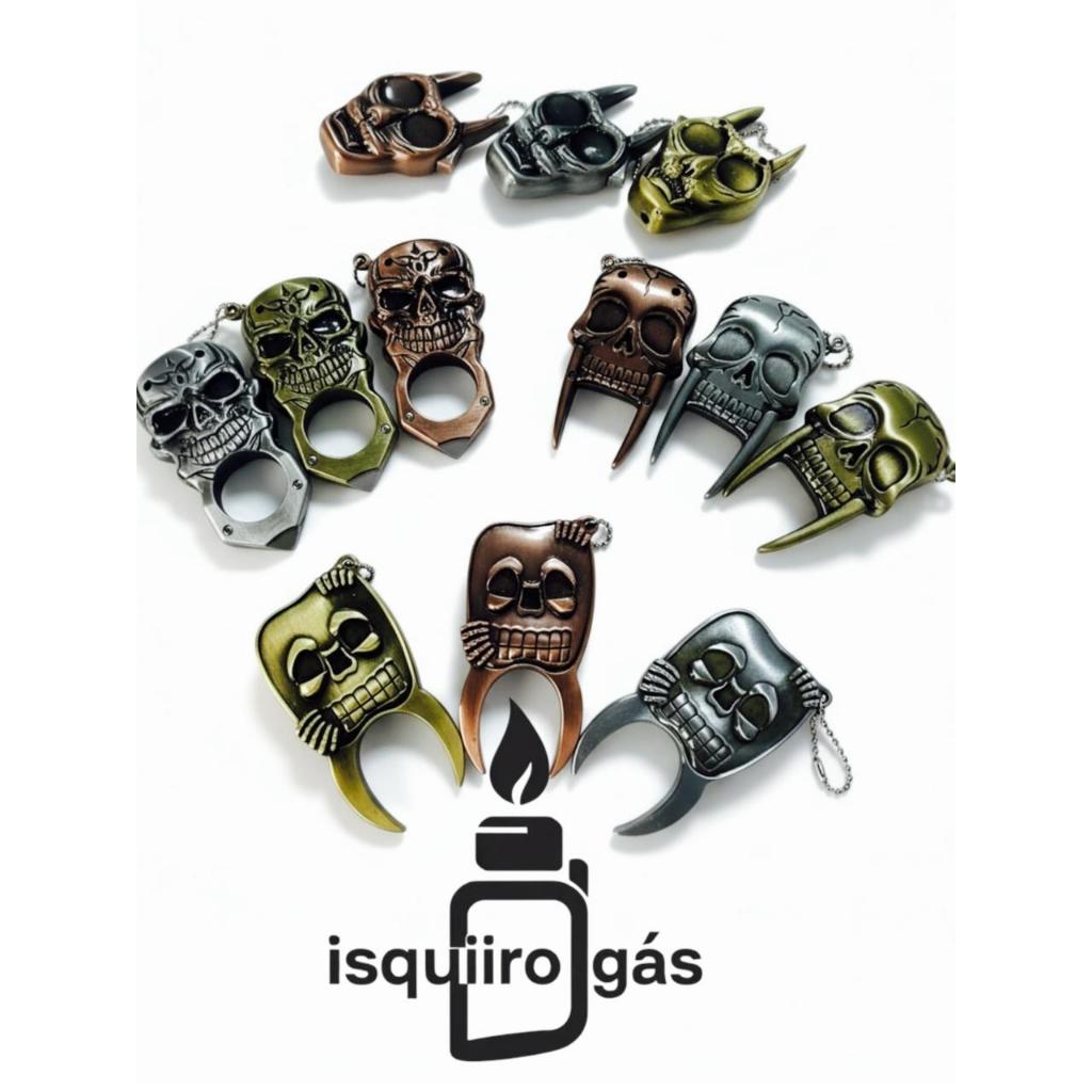 Isqueiro Caveira Skull Crânio Metal Chama Maçarico (SEM)Gás varias variedades em Oferta na Shopee