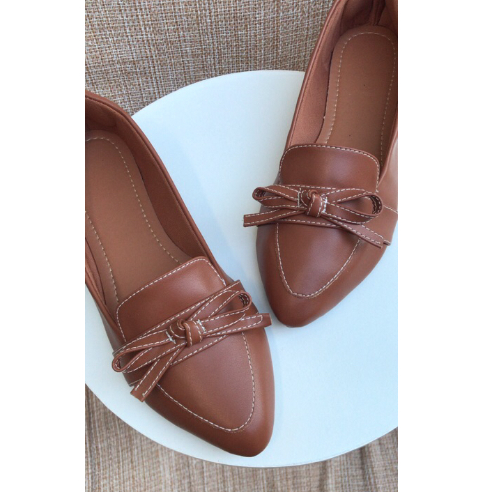 Sapatilha Feminina Mocassim Bico Fino Confortável Preto e Caramelo… em Oferta na Shopee