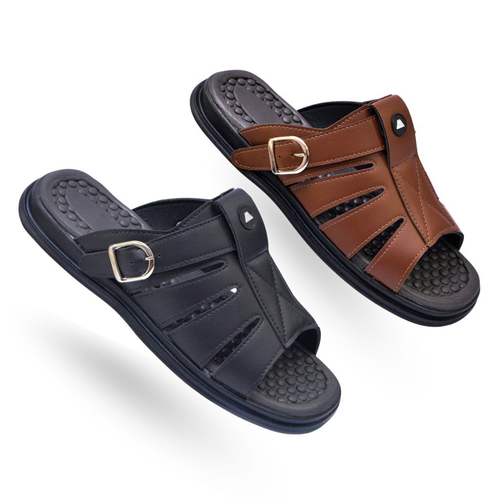 Chinela Ortopédica Masculina Sandalia AntiStress Anatomica De Couro Confortável Antiderrapante