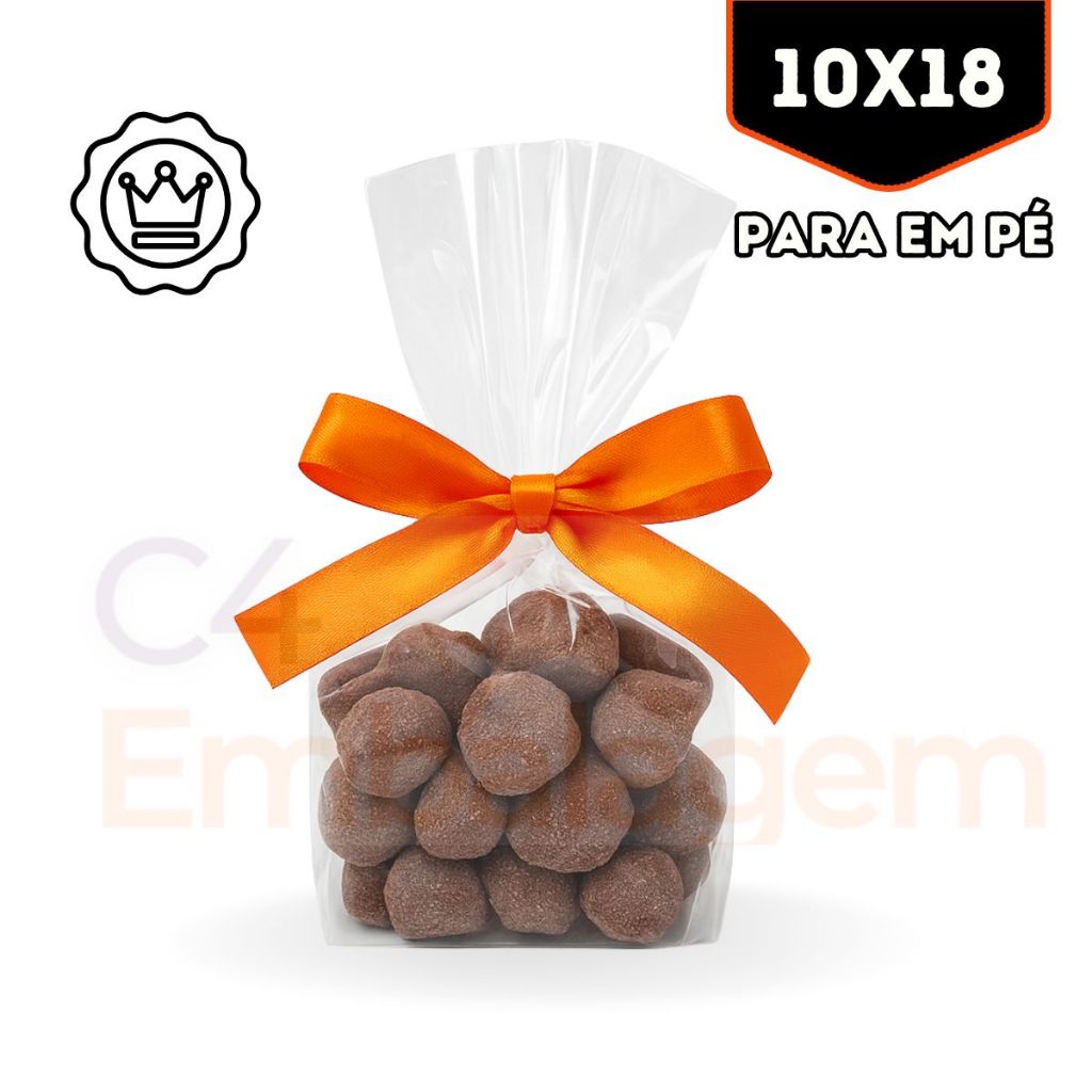 Saco Sanfonado 10x18 Premium – Para em Pé – Com 500 UN - Ideal para Pipoca Gourmet e Cookies – C4 Embalagem