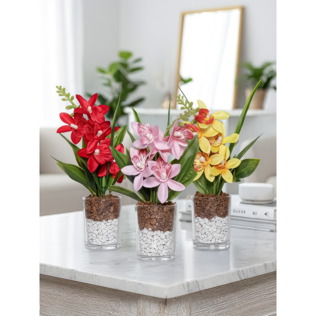 Plantas Decorativas Vasinhos Arranjo Artificial Mesa KIT 3 CHUVA DE OURO em Oferta na Shopee