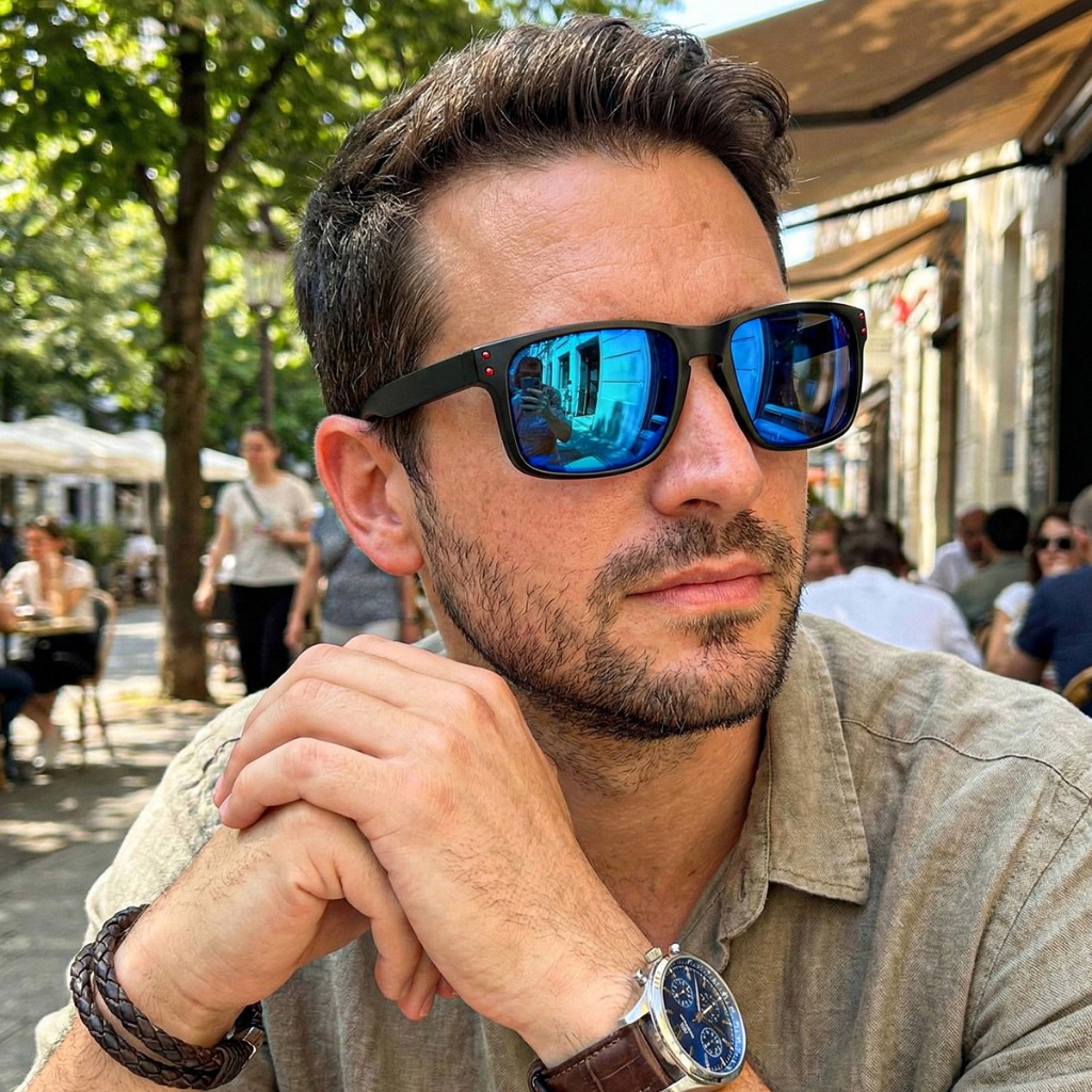 Óculos de Sol Masculino Estiloso Quadrado Polarizado