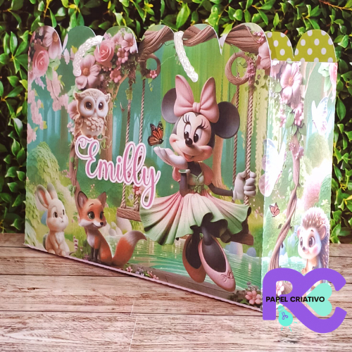 SACOLINHA MINNIE PERSONALIZADA | SACOLINHA NUVEM | LEMBRANCINHA | SACOLA PERSONALIZADA | ANIVERSÁRIO BOSQUE DA MINNIE |