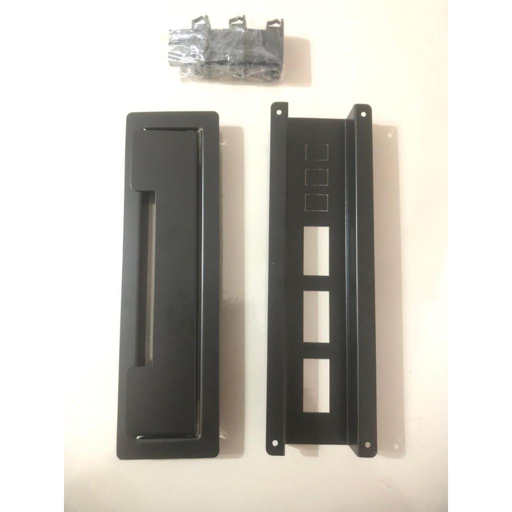 Caixa de Tomada Embutir em Inox com 3 Tomadas 10A – Mesa Escritório Bancada (Preta)