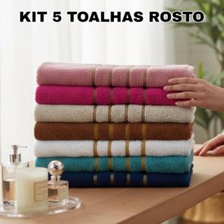 Kit 5 Toalhas de Rosto Dubai 100% Algodão 65x45cm Cores Sortidas em Oferta na Shopee