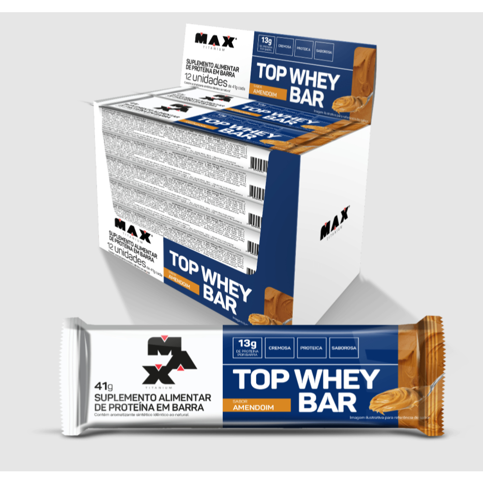 Max Titanium Top Whey Bar Display 12 Barras de 41g Cada - Barrinha de Proteína em Oferta na Shopee