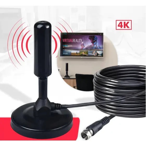Antena Tv Digital Interna Externa Prova D'água Sinal HDTV Base ImãCabo 3.5m HD3.5M
