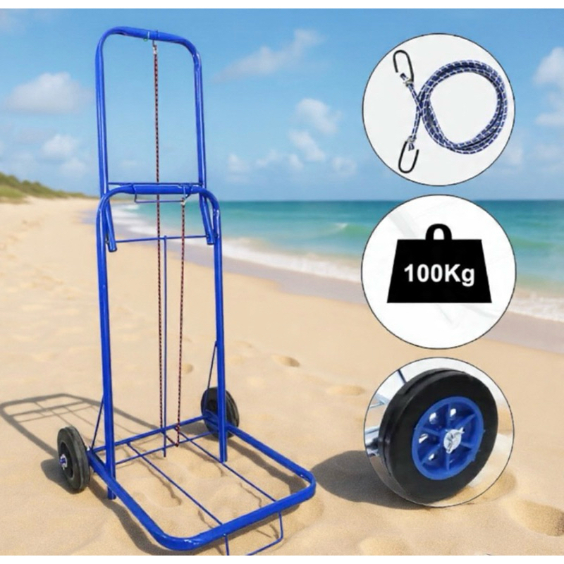 Carrinho Compacto e Dobrável c/ roda emborrachada para cargas até 100kg - Jumbo Azul