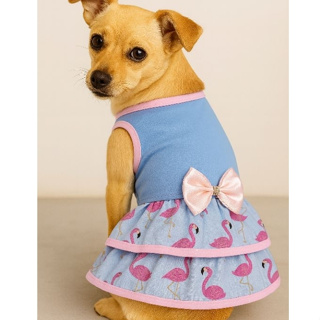 Vestido Pet Flamingo Roupa Para Cachorro Roupinha Pet em Oferta na Shopee