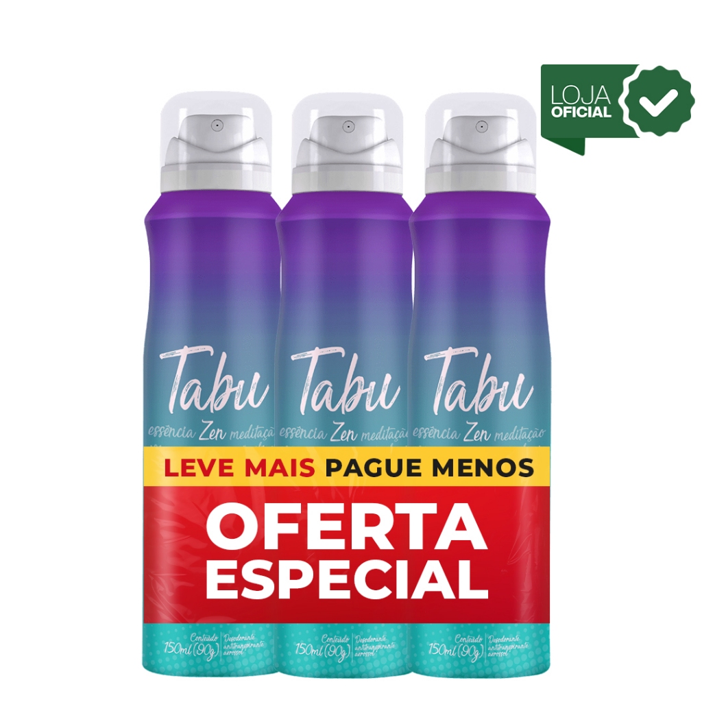 Kit 3 unid - Desodorante Aerosol Antitranspirante Tabu Zen 150Ml