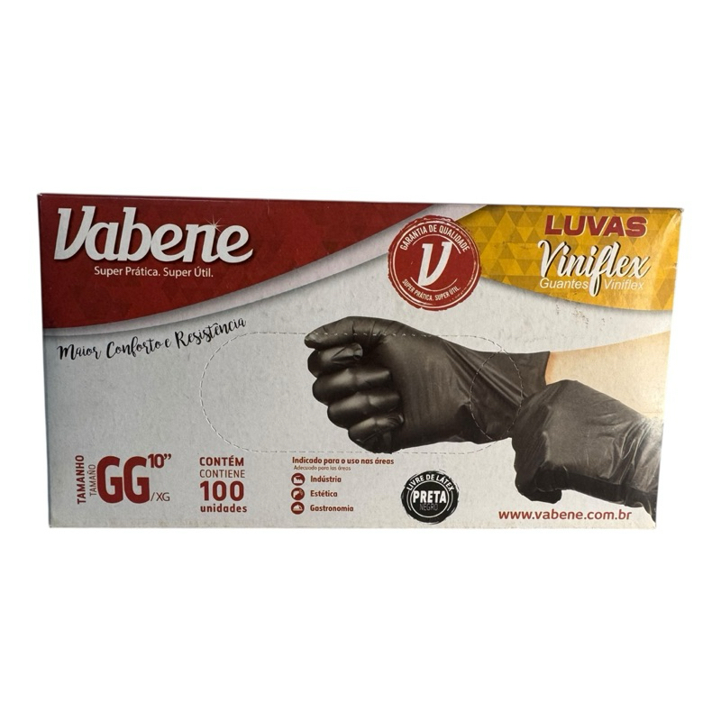 Luva descartável vabene preta 100 Viniflex