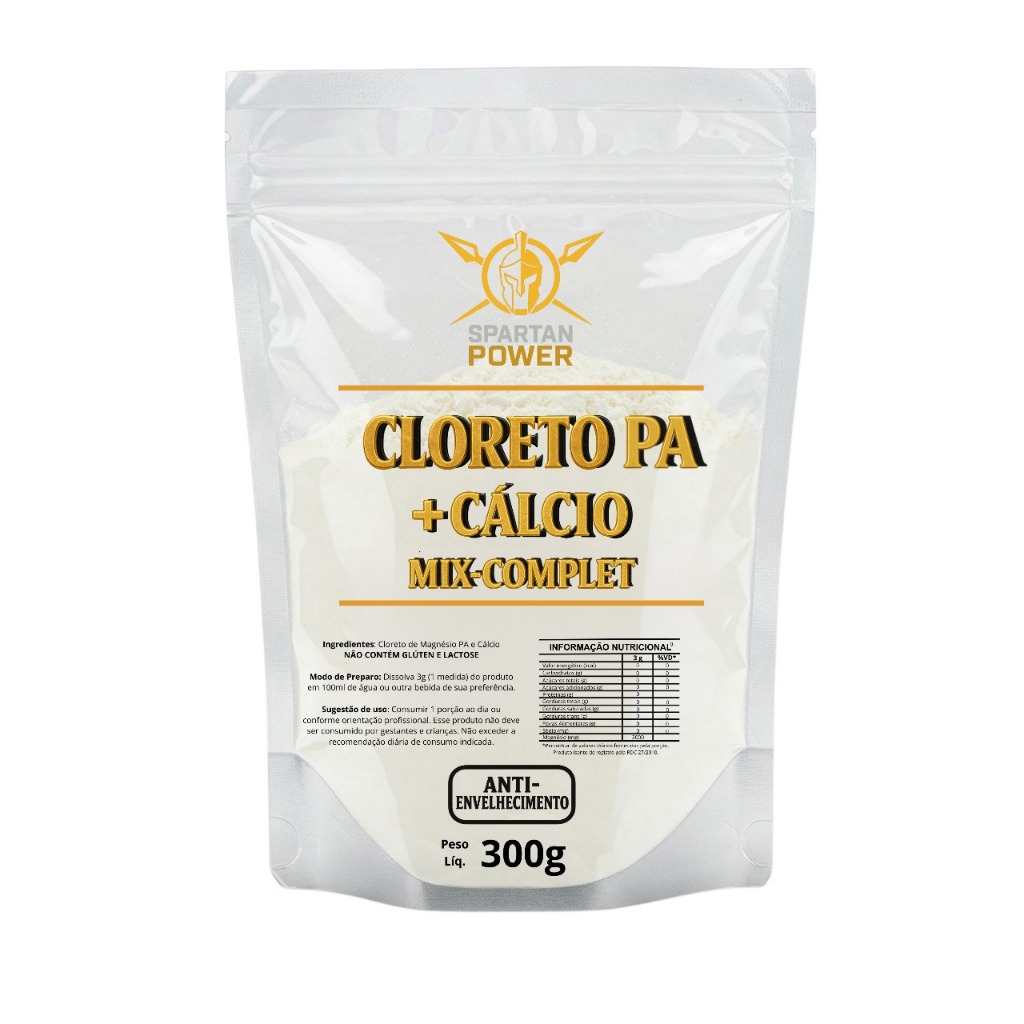 Cloreto de Magnésio PA + Cálcio Spartan Power 300g – Saúde Óssea, Articular, Energia e Equilíbrio Mineral