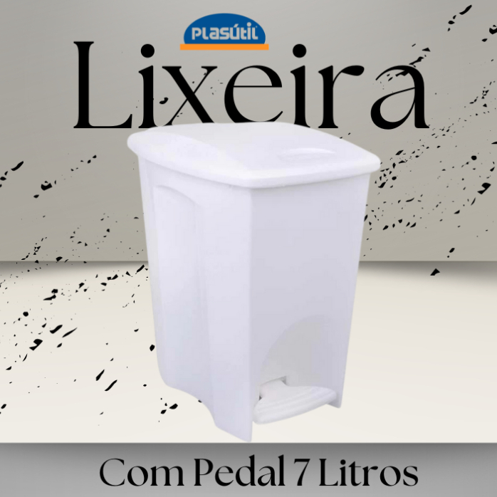 Lixeira 7 litros com Pedal Ecoblack - qualidade Plasútil DUAS CORES: