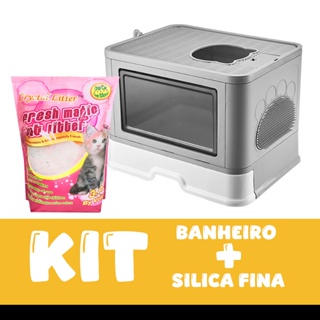 kit Banheiro de Gato Caixa Fechada + Silica Fina em Oferta na Shopee