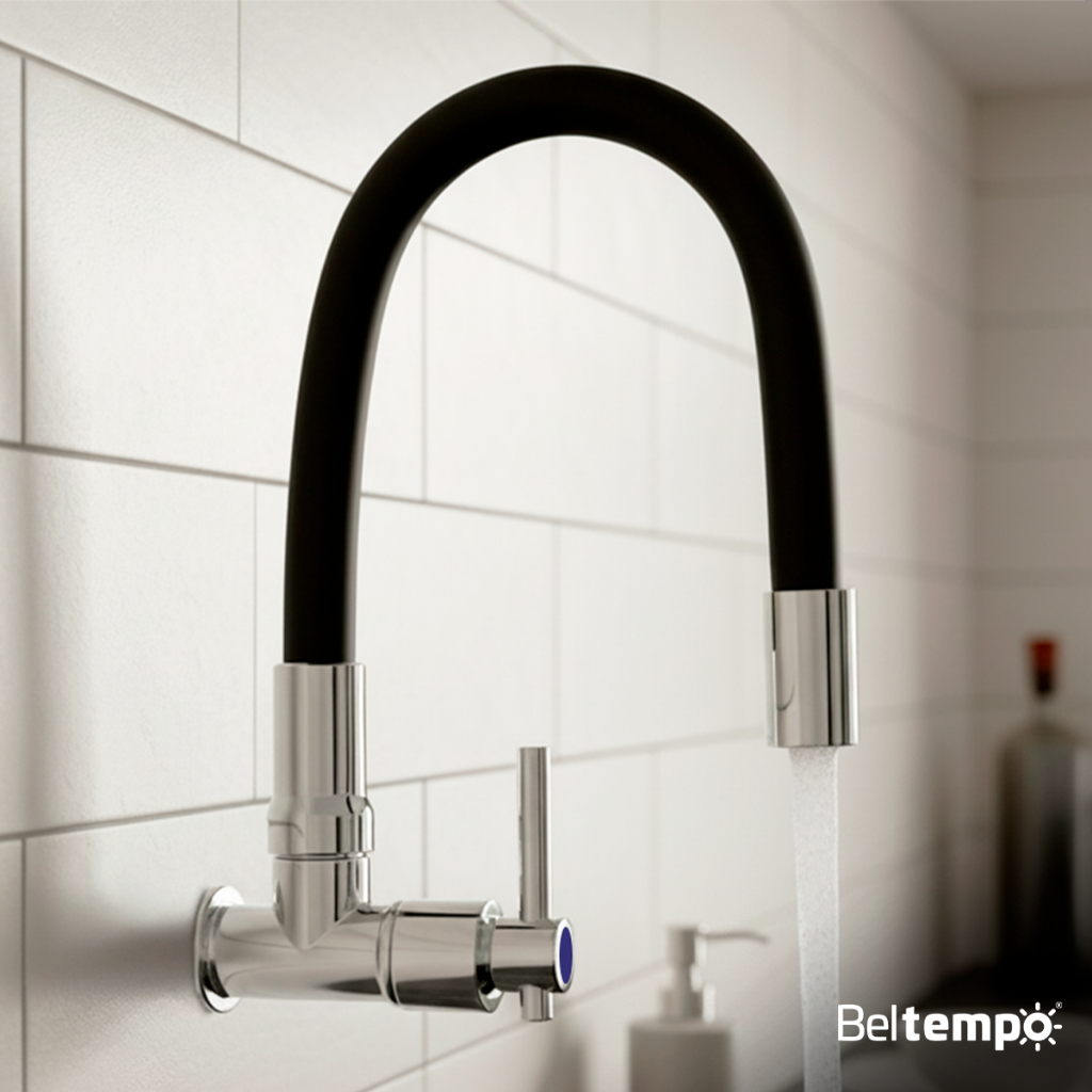 Torneira Cozinha Gourmet Flexível Parede Preto Beltempo