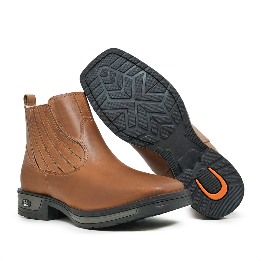 Bota Botina Country Rodeio Couro Confortavel Masculina
