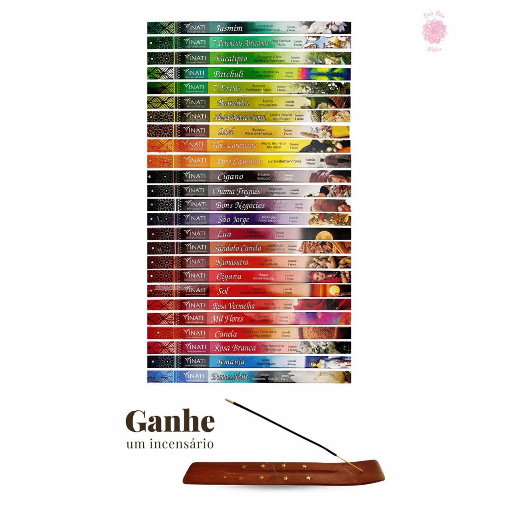 Kit Incenso Vinati Premium 100% Natural 25 Aromas Sem Carvao 200 Varetas Para Perfumar em Oferta na Shopee