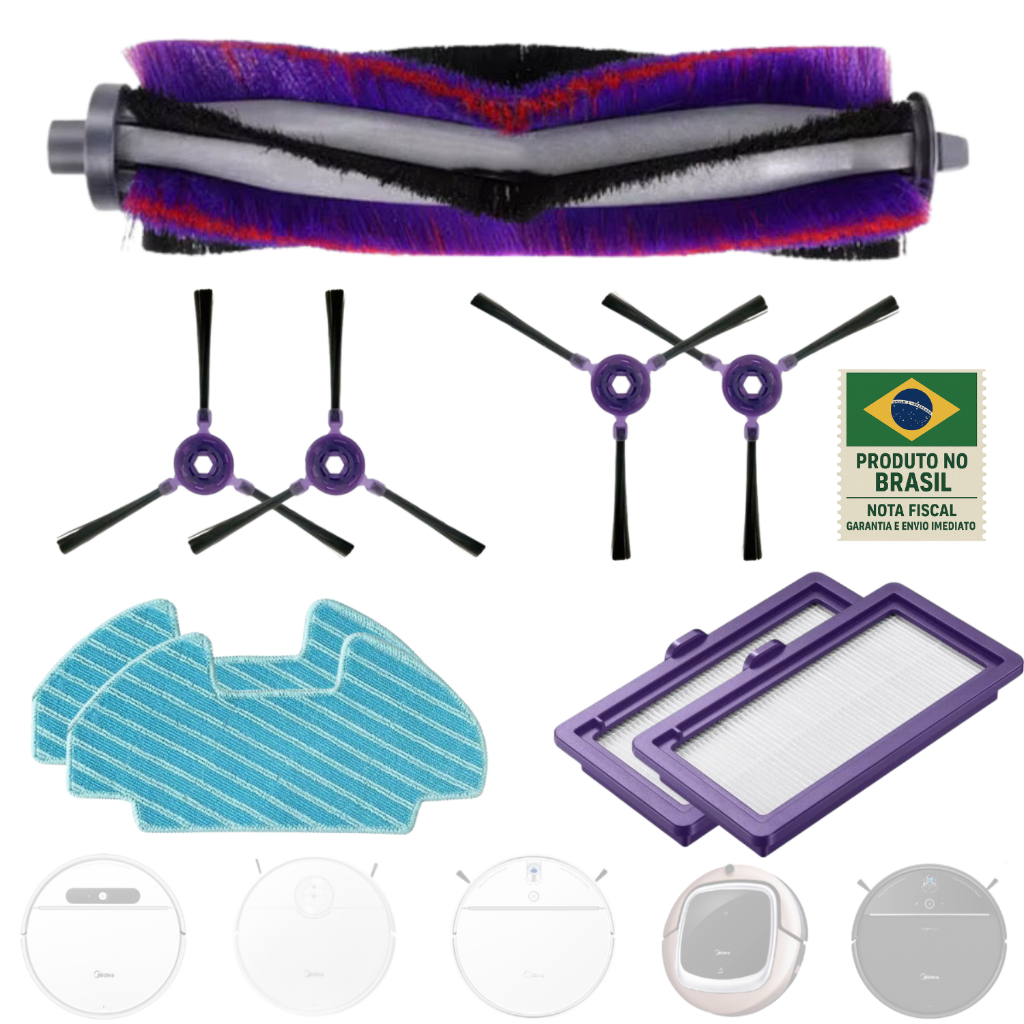 Peças Reposição Aspirador Pó Midea I5 / I5C / VCR07 / VCR08 / VCR09 Robô Peça Robo Filtro Mop Escova