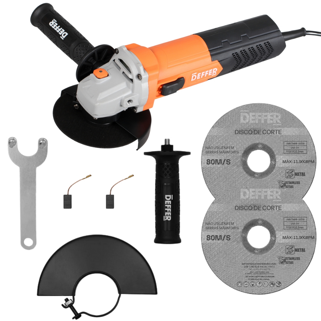 Esmerilhadeira e Lixadeira Profissional 920w + Kit de Discos P/ Metal e Acessórios - DEFFER