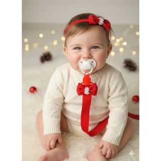 KIT LAÇO FAIXA + PRENDEDOR DE CHUPETA LUXO | Conforto e Estilo para a Sua Bebê em Oferta na Shopee