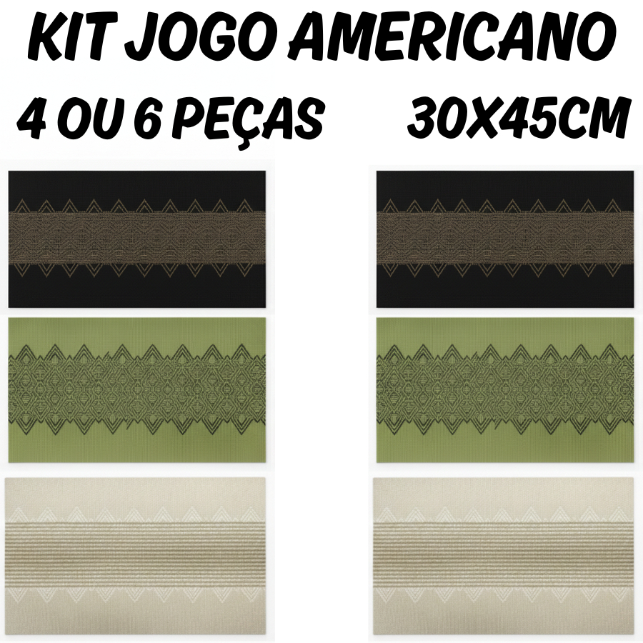 Kit 4 Ou 6 Jogo Americano 45X30CM Jantar Elegante Para Mesa Posta Quadrado Decoração Apoio De Pratos