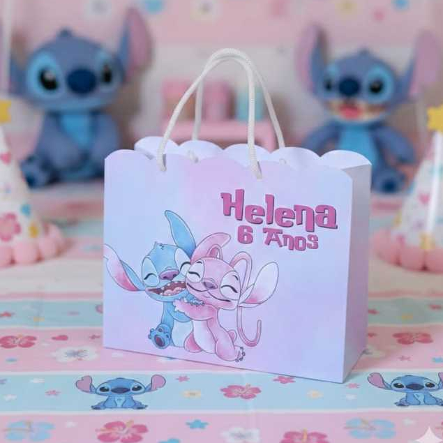 Sacolinha STITCH E ANGEL Personalizado Sacolinha Lembrancinha Aniversário STITCH PEGUE E MONTE em Oferta na Shopee