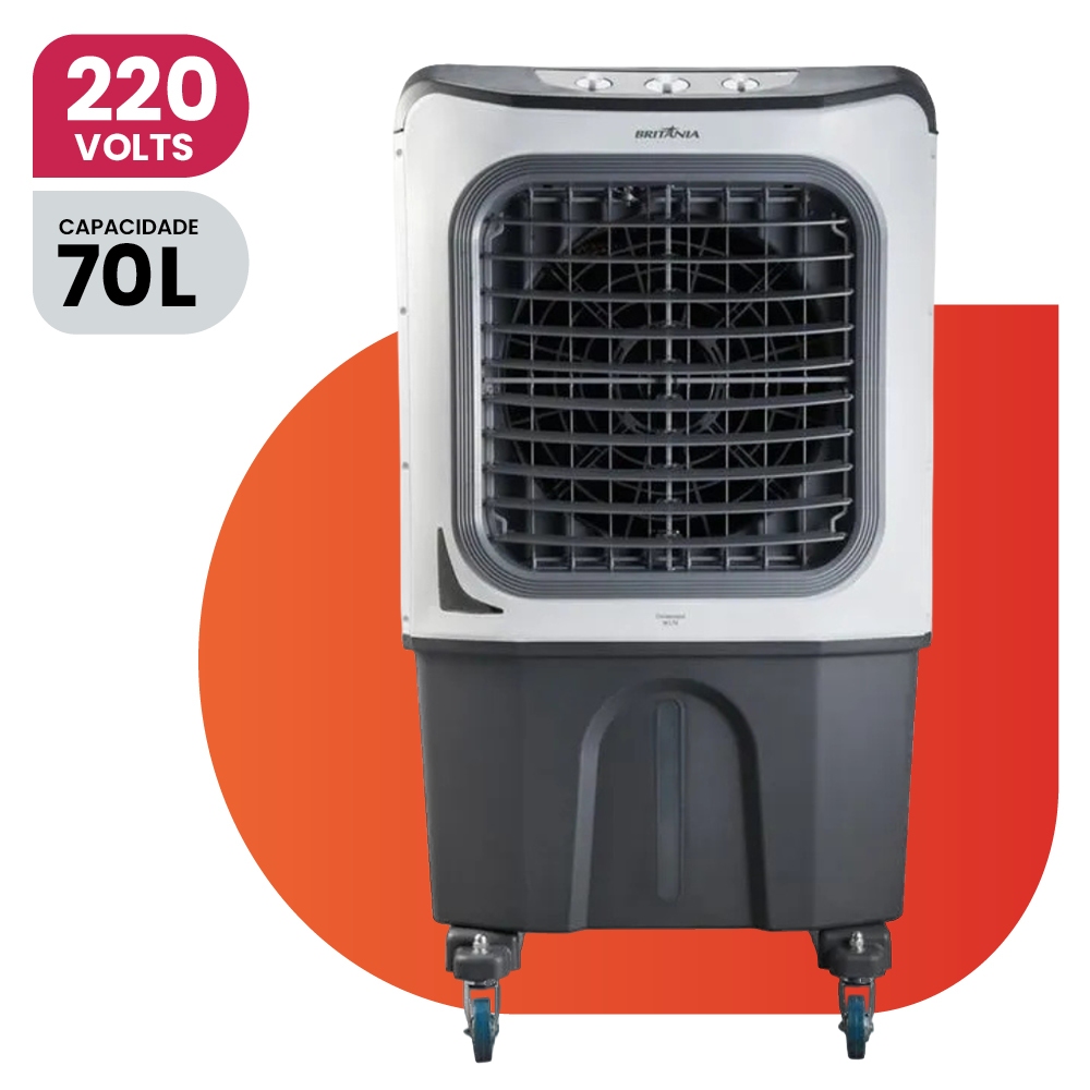 Climatizador de Ar Portátil Britânia BCL70 70L 4 em 1 com Rodas e Oscilar 220V