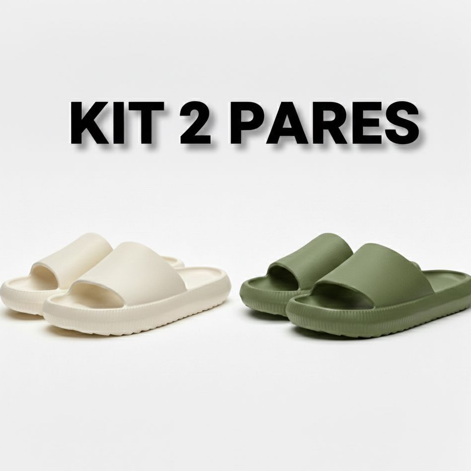 Kit de 02 pares Chinelo Feminino Slide Nuvem Confort Unissex *mesma numeração os dois pares* em Oferta na Shopee