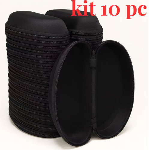 10 PC Porta oculos  Caxinha oculos Preta Fechamento COM Ziper em Oferta na Shopee