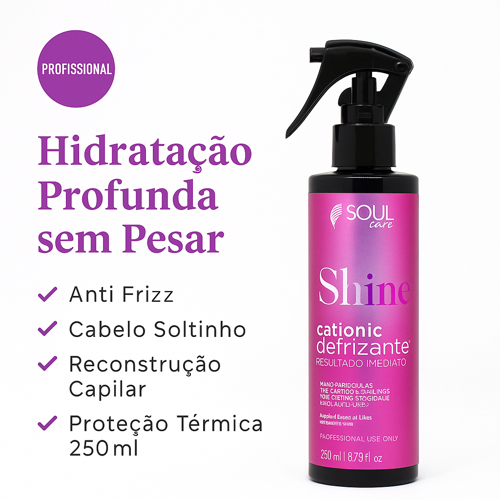 Protetor Térmico Cabelo Leave-in Anti Frizz Hidratação Reconstrução Profissional Spray Shine Soul