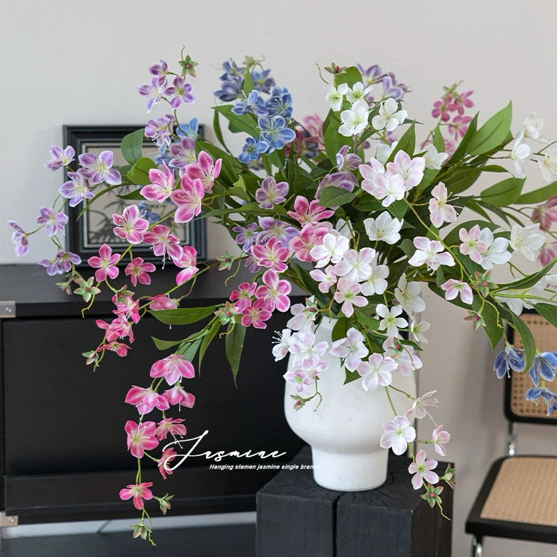 Haste de jasmim 100cm Artificiais longas flores de jasmim penduradas Decoração para casa, sala, decoração de casamento.