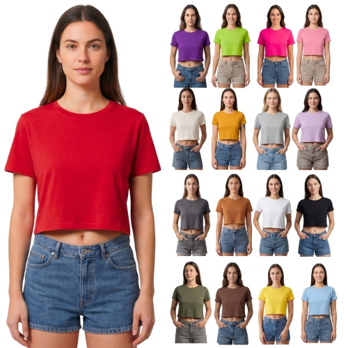 Cropped Feminino 100% Algodão Básico Várias Cores em Oferta na Shopee