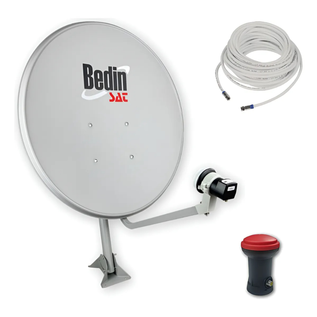 Antena Parabólica Digital 60cm Banda Ku Bedin Sat + LNB + cabo
