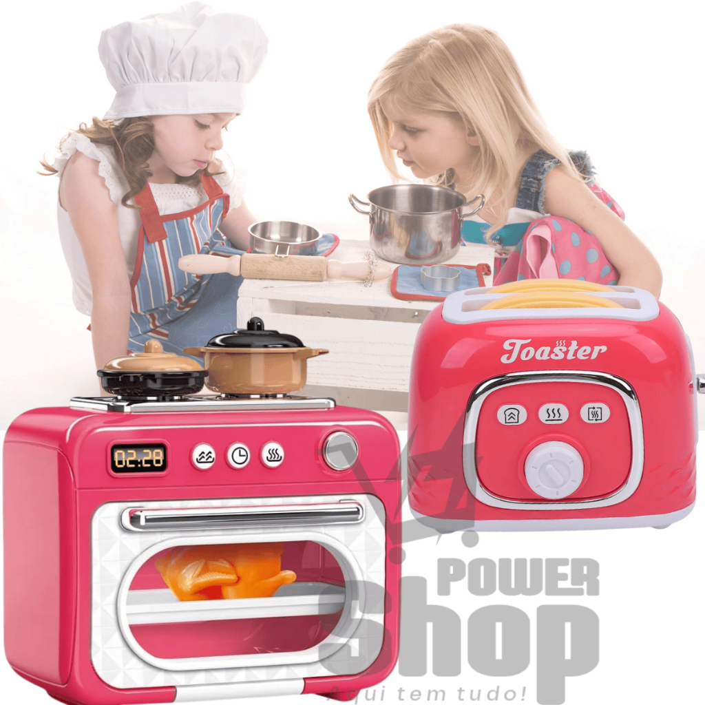 Kit Eletrodomésticos Infantil – Forno e Torradeira com Efeitos Realistas Brinquedo Funcional