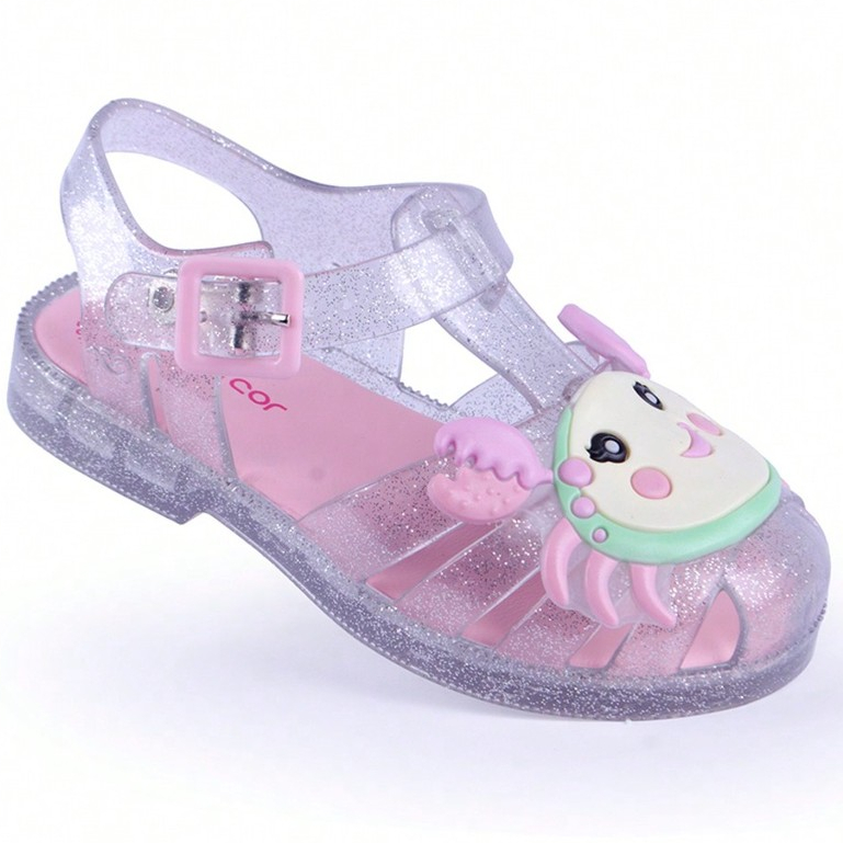 Sandália Infantil Aranha Menina Baby Gliter Fundo Do Mar Caranguejo Emborrachado Promoção Mar&Cor