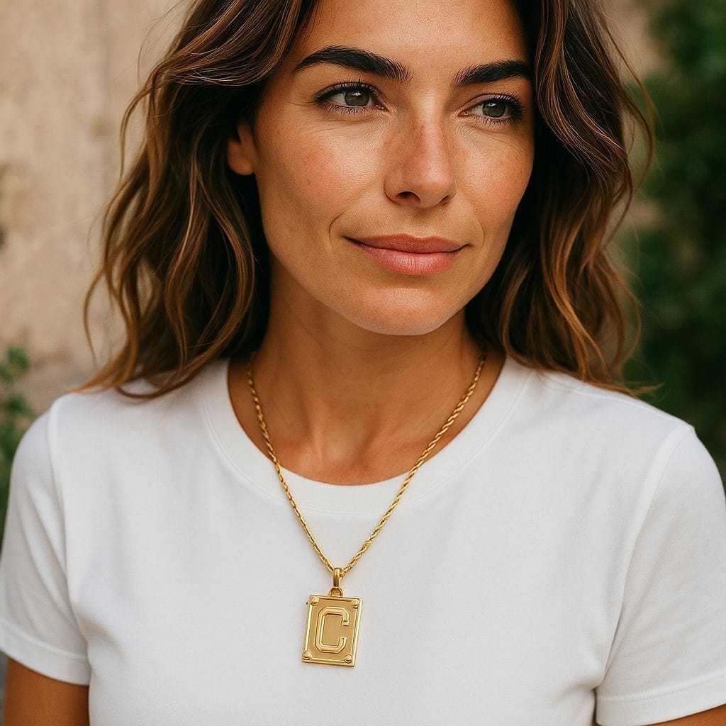 Colar Feminino com Letra Inicial Nome Gargantilha Corrente Dourada Banhada Ouro 18k