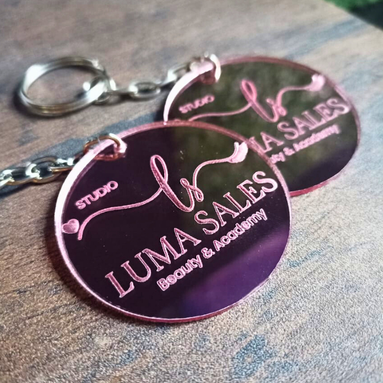 Chaveiro Personalizado Com Logo Frase Acrílico Espelhado Brinde Mimo Lembrancinha